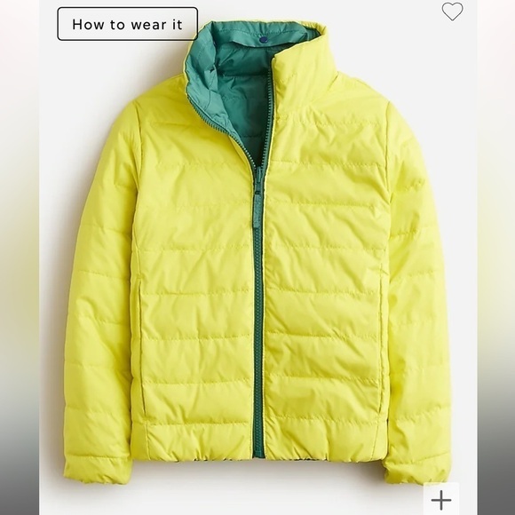 J. Crew KID by crewcuts reversible puffer coat BS610 M 8 9 - Picture 3 of 9